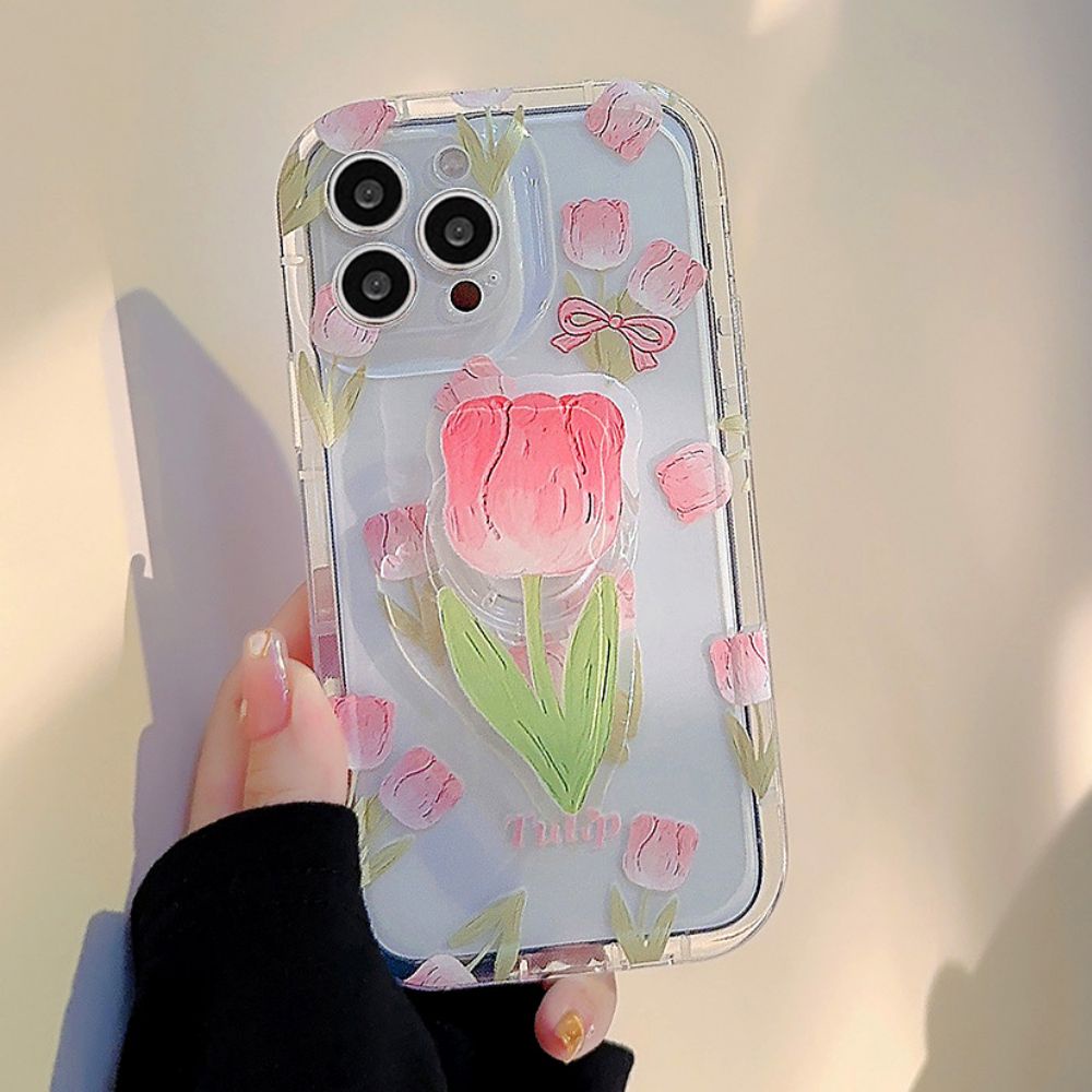 Ốp Điện Thoại TPU Mềm Chống Sốc Hình Hoa Tulip Cho IPhone 11 12 13 14 Pro Max