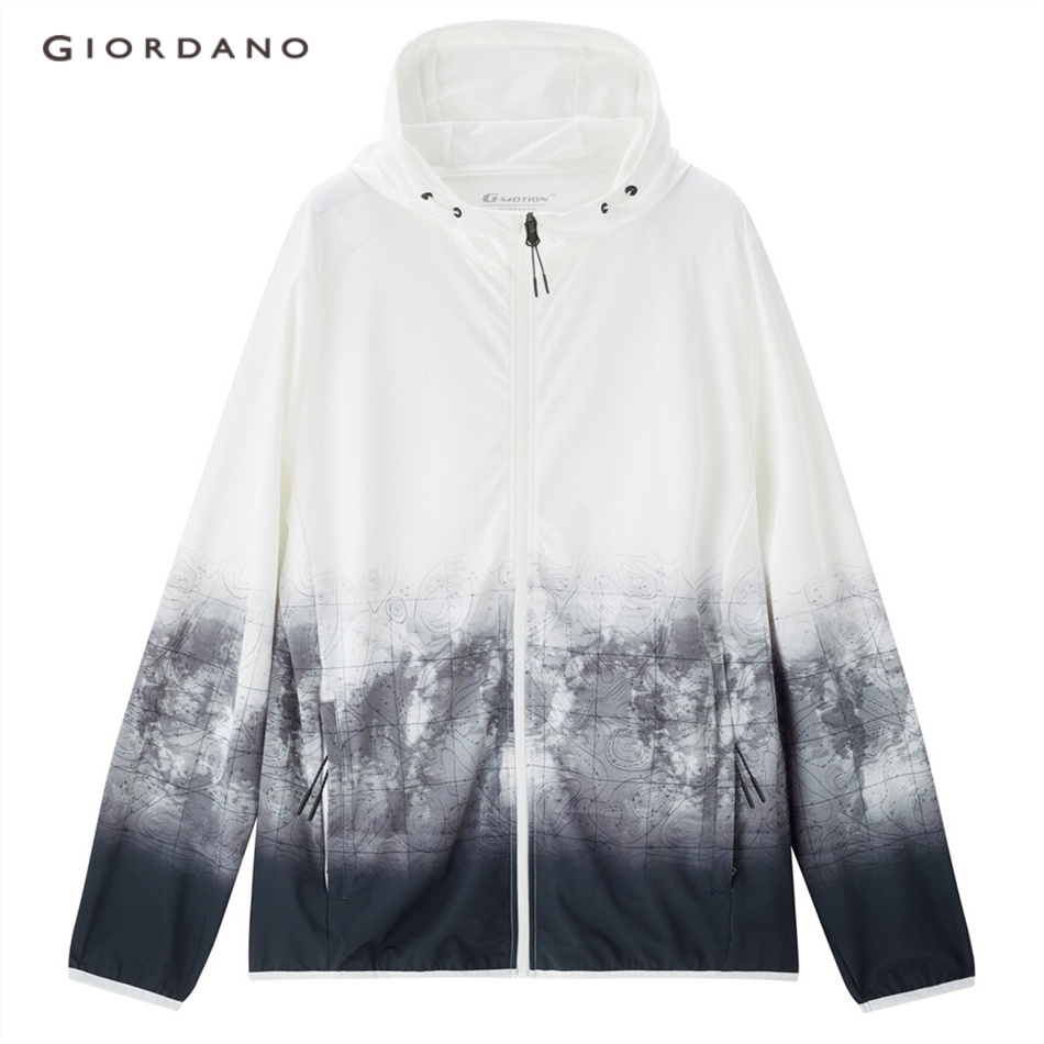 Áo dệt kim GIORDANO 01073091 có mũ trùm đầu chống nắng co giãn thời trang dành cho nam