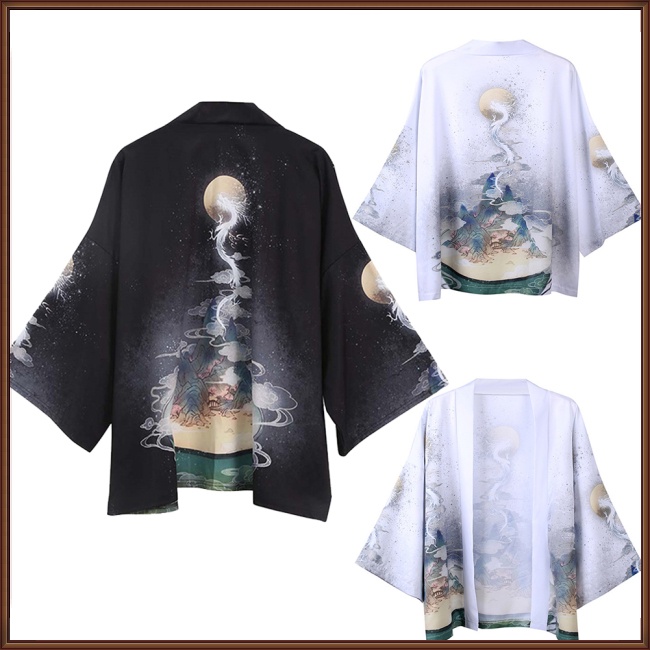 Áo Khoác Kimono Tay Lỡ 3 / 4 Dáng Rộng Chống Nắng Thời Trang Mùa Hè Cho Nam Và Nữ