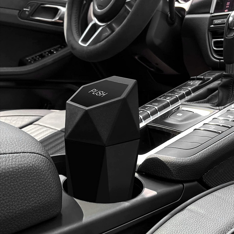 Thùng Rác Mini Màu Đen Có Nắp Đậy Tiện Dụng Cho Xe Hơi / Nhà Cửa / Văn Phòng