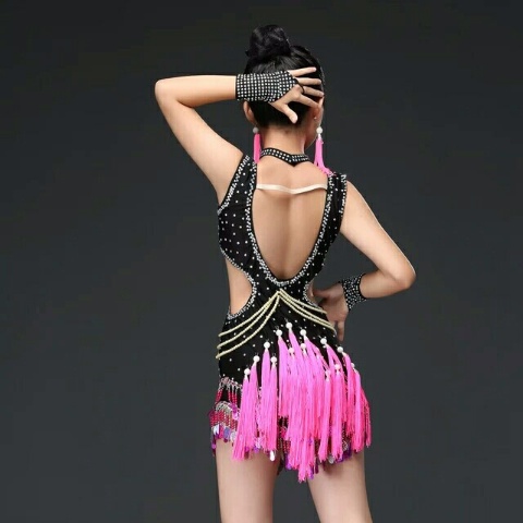 Chân Váy Khiêu Vũ Latin Màu Đen Tua Rua Thời Trang Mùa Xuân 2019 Cho Bé Gái