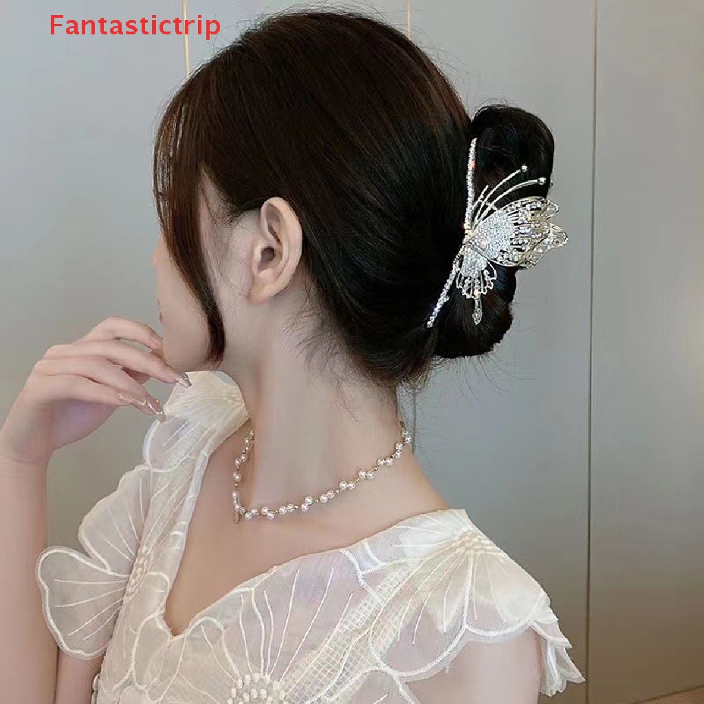 Kẹp Tóc Bướm Đính Đá Phong Cách Retro Cho Nữ