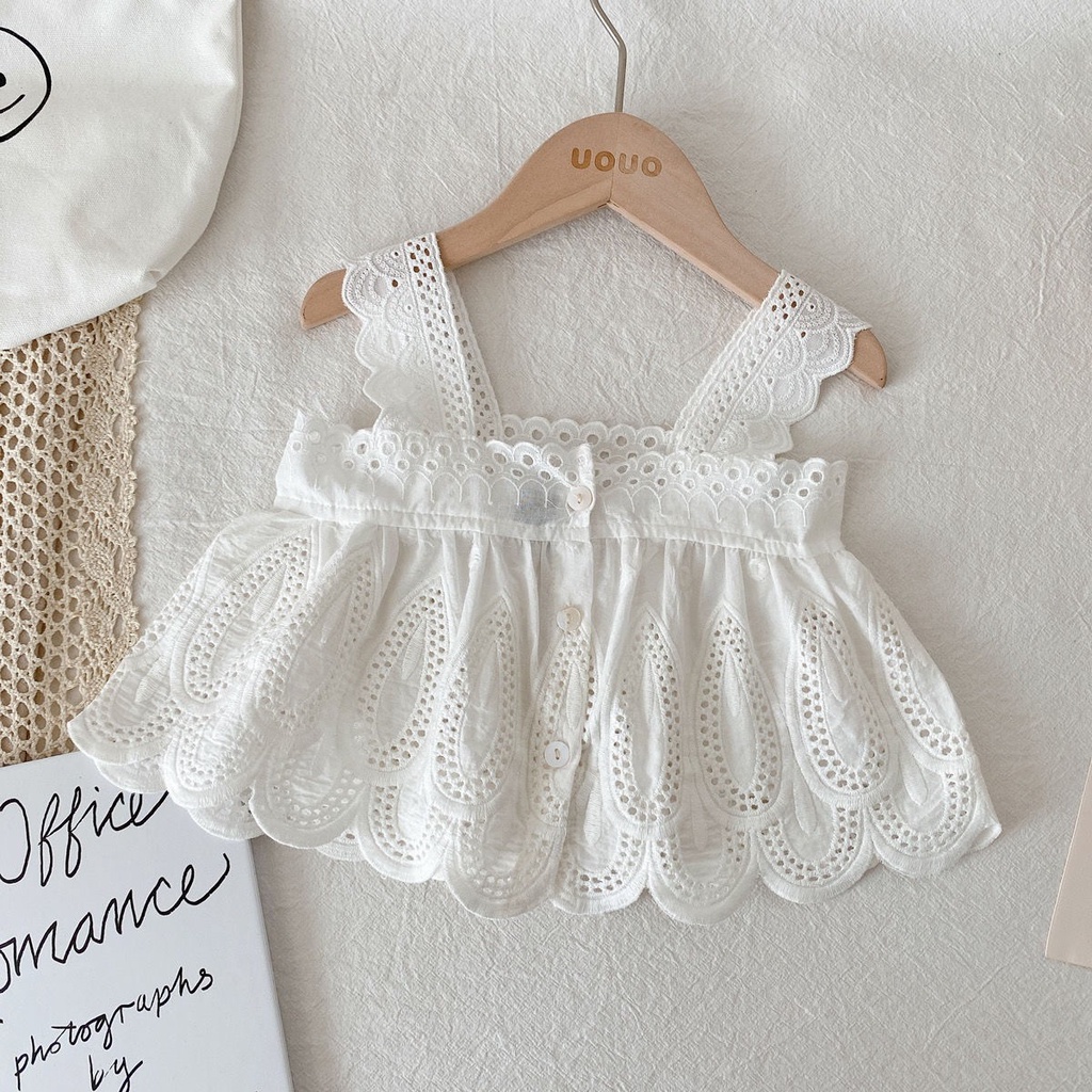 Bộ Áo Hai Dây + Quần Short Denim Xinh Xắn Dành Cho Bé Gái Hzffc0024