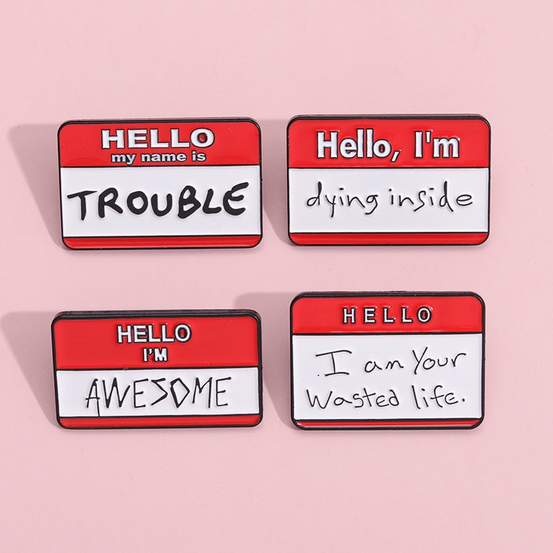 Ghim Cài Áo Hình Chữ Hello I 'M Awesome Vui Nhộn Dành Cho Bạn Bè