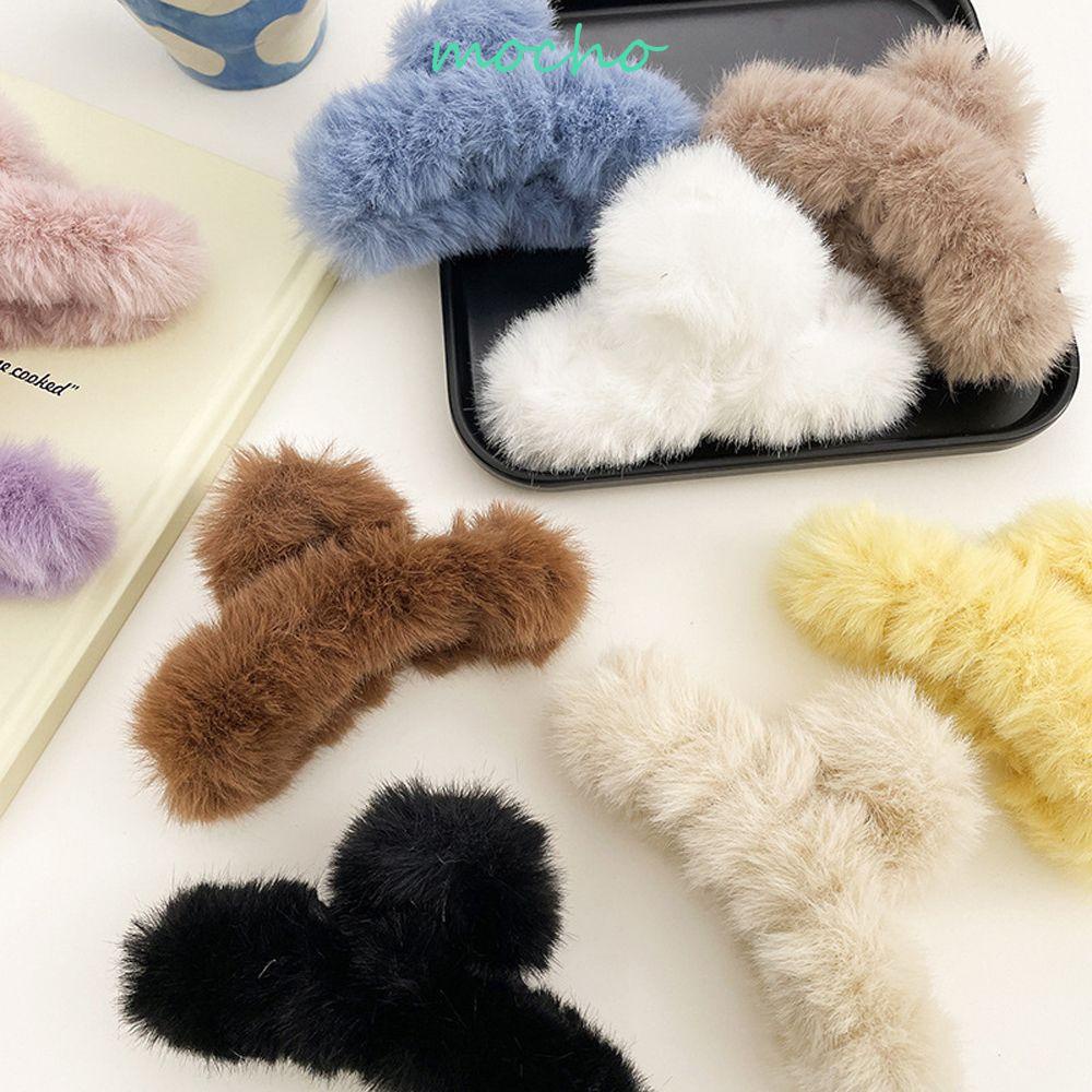 Kẹp Tóc Càng Cua Đính Lông Giả Bằng Acrylic Thời Trang Thu Đông Cho Nữ