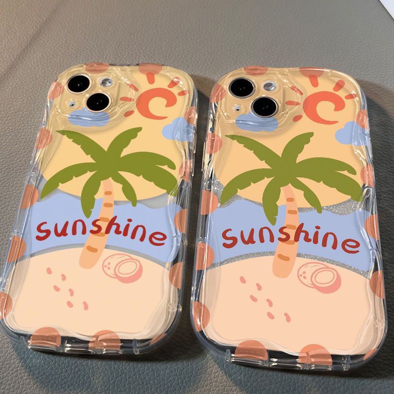 ✅Ốp Điện Thoại Trong Suốt In Hình Cây Dừa Cho Iphone 14pro13 / 8 7 / max xr / Xsmaxpro12 ZV24