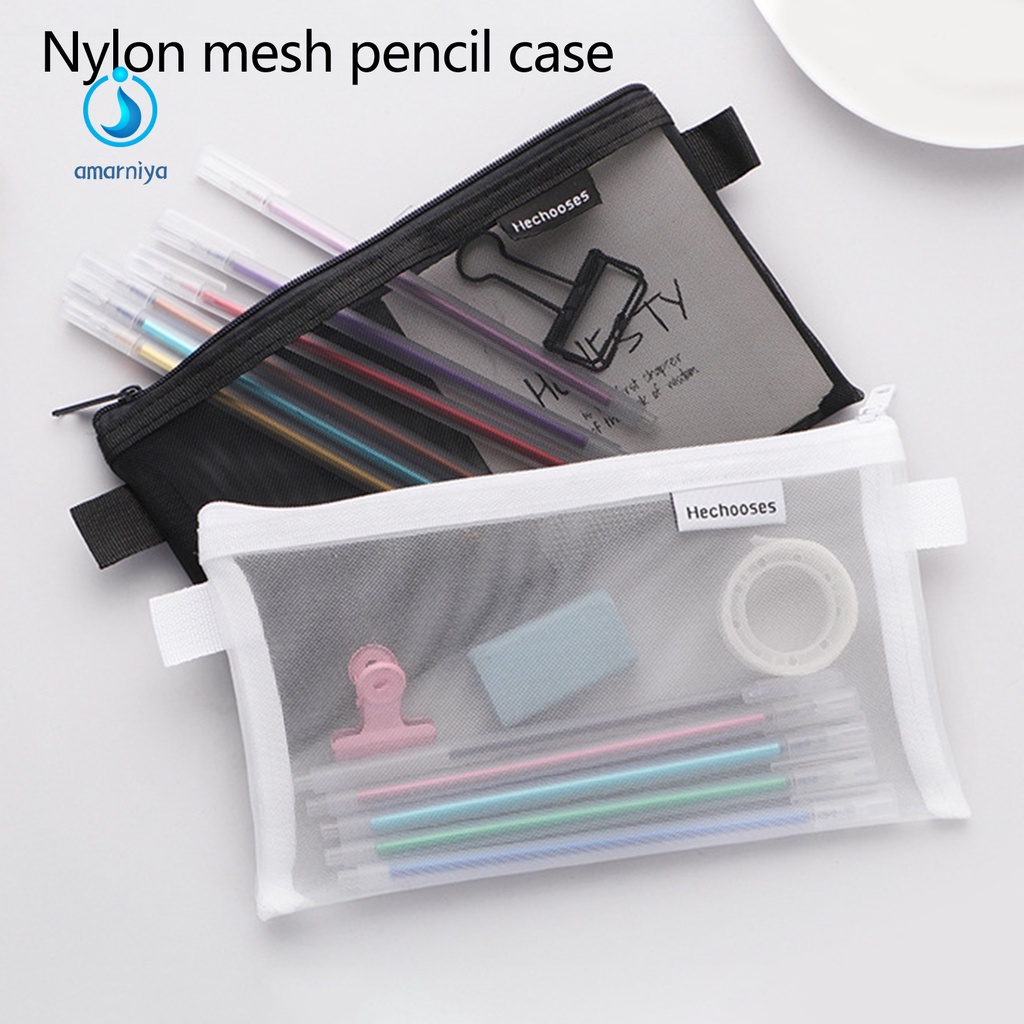 (Shop Amart) Túi Đựng Bút Dạng Lưới Trong Suốt Siêu Nhẹ