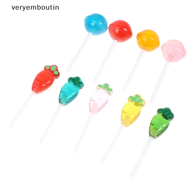 Bộ 5 Kẹo Mút Đồ Chơi Mini Bằng Nhựa Resin Cho Nhà Búp Bê