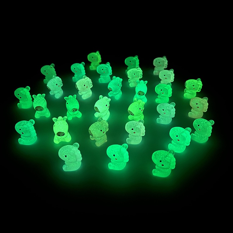 Bộ 2 Tượng Ngựa Hoạt Hình Mini Phát Sáng Trong Suốt Dùng Trang Trí