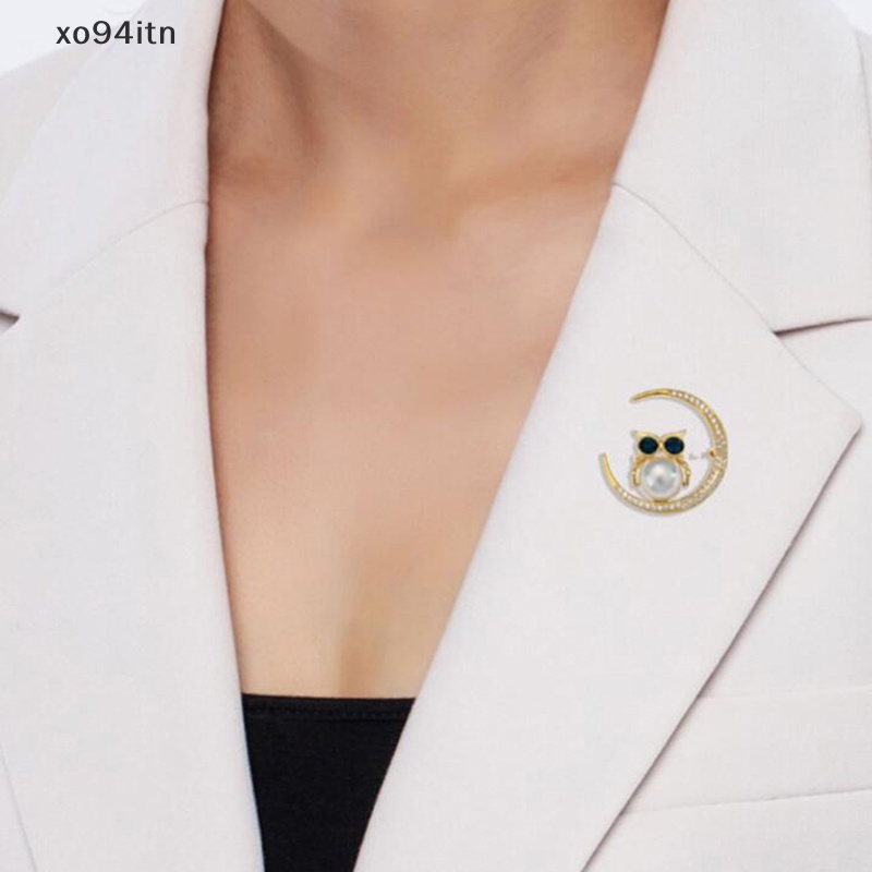Ghim Cài Áo Hình Cú Mèo Mặt Trăng Nhỏ Xinh Thời Trang Dễ Phối Đồ