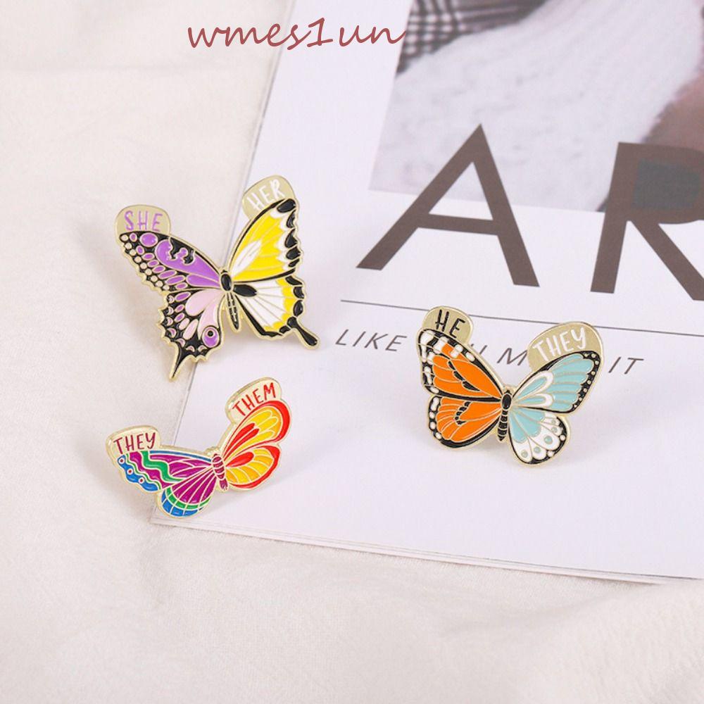 Huy Hiệu Cài Áo Hình Cánh Bướm Tráng Men Nhiều Màu Sắc WMES15H