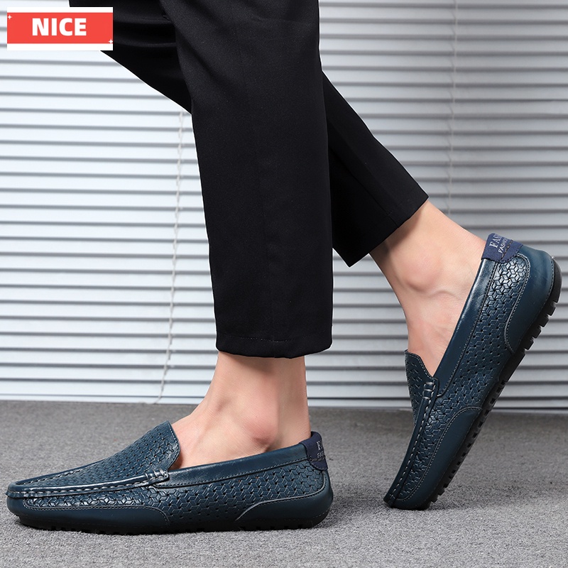 Giày Lười Chất Liệu Da Thật Thoáng Khí size Lớn 38-47 Cho Nam