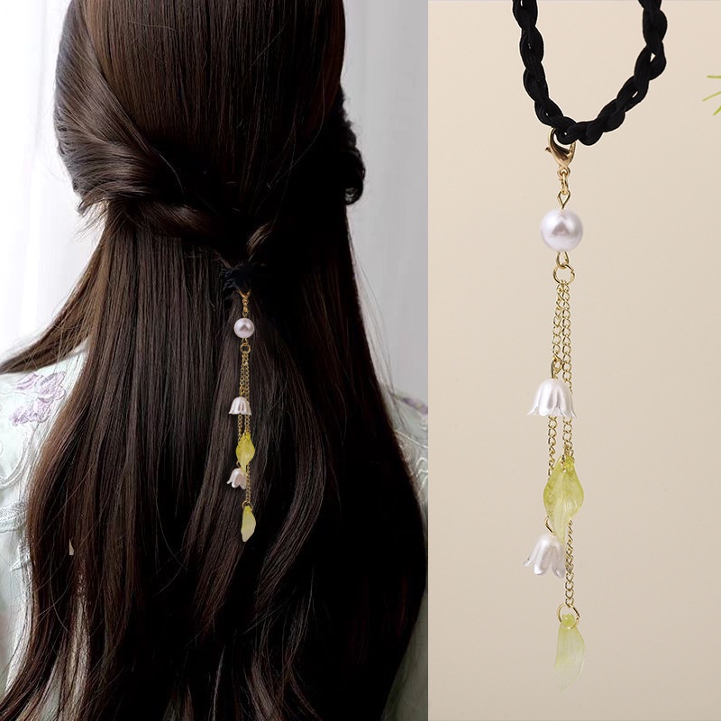 Dây Buộc Tóc Cao Su Co Giãn Phối Tua Rua Phong Cách Trung Hoa Cổ Điển Thời Trang Cho Nữ