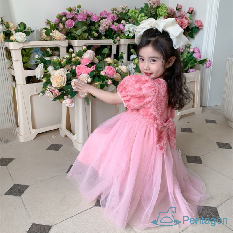 Chân Váy Lưới Thoáng Khí Đính Nơ Dễ Thương Phong Cách Hàn Quốc Cho Bé Gái