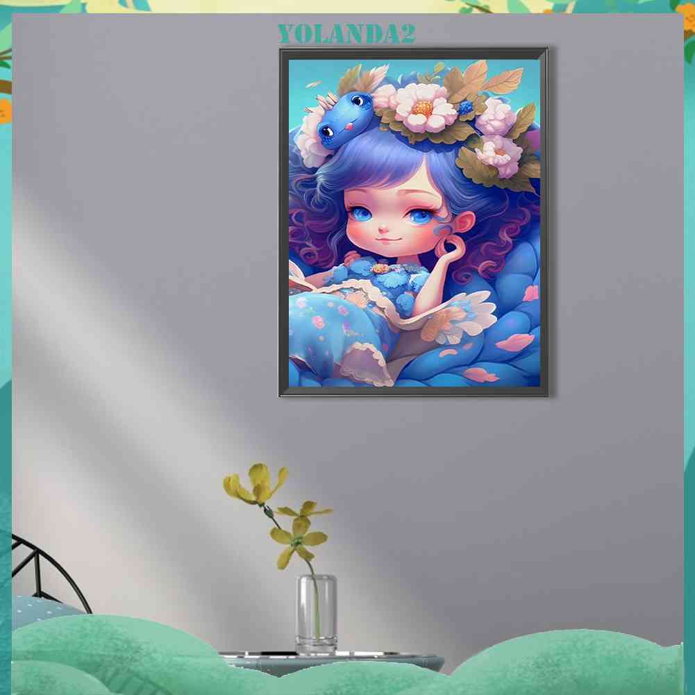 Bộ Tranh Đính Đá 5D Họa Tiết Hoạt Hình Cô Gái Độc Đáo DIY Dùng Trang Trí Nhà Cửa