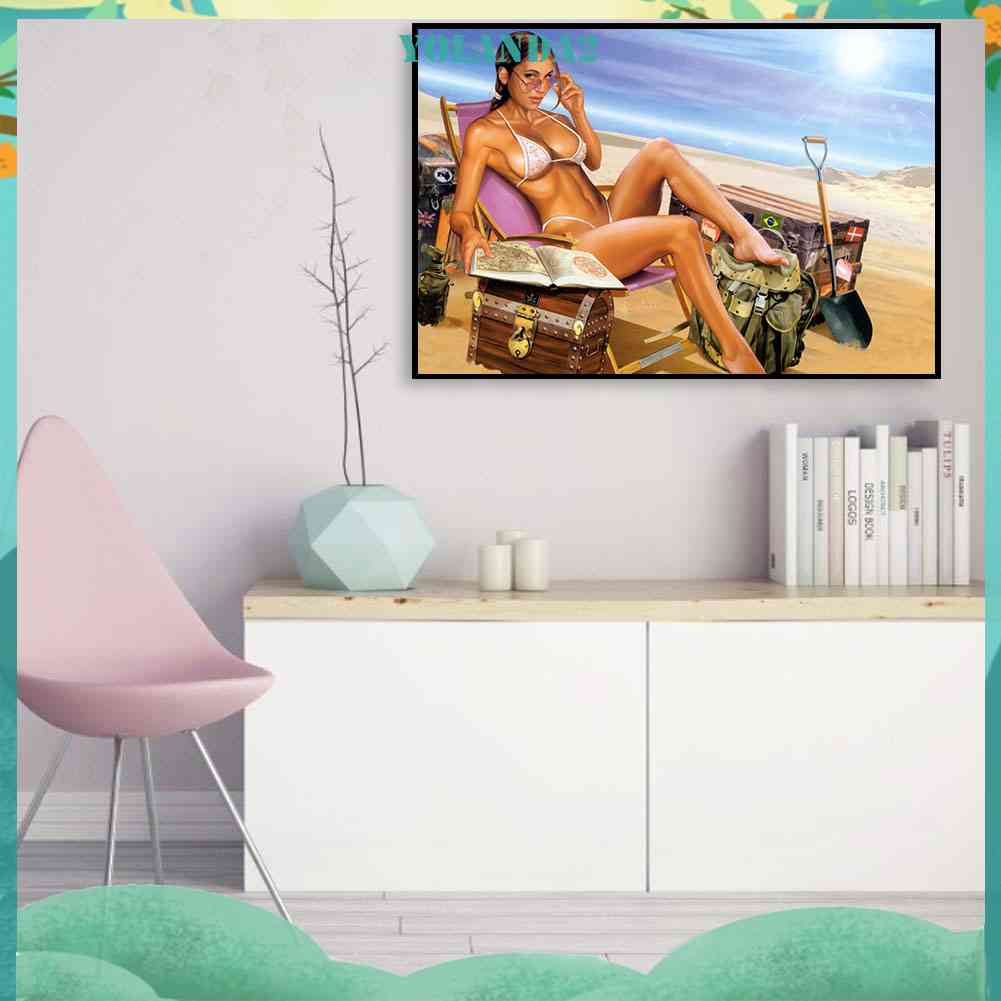 Tranh Đính Đá Kim Cương Toàn Bộ 5D DIY Hình Vẽ Người Đẹp Trang Trí Nhà Cửa