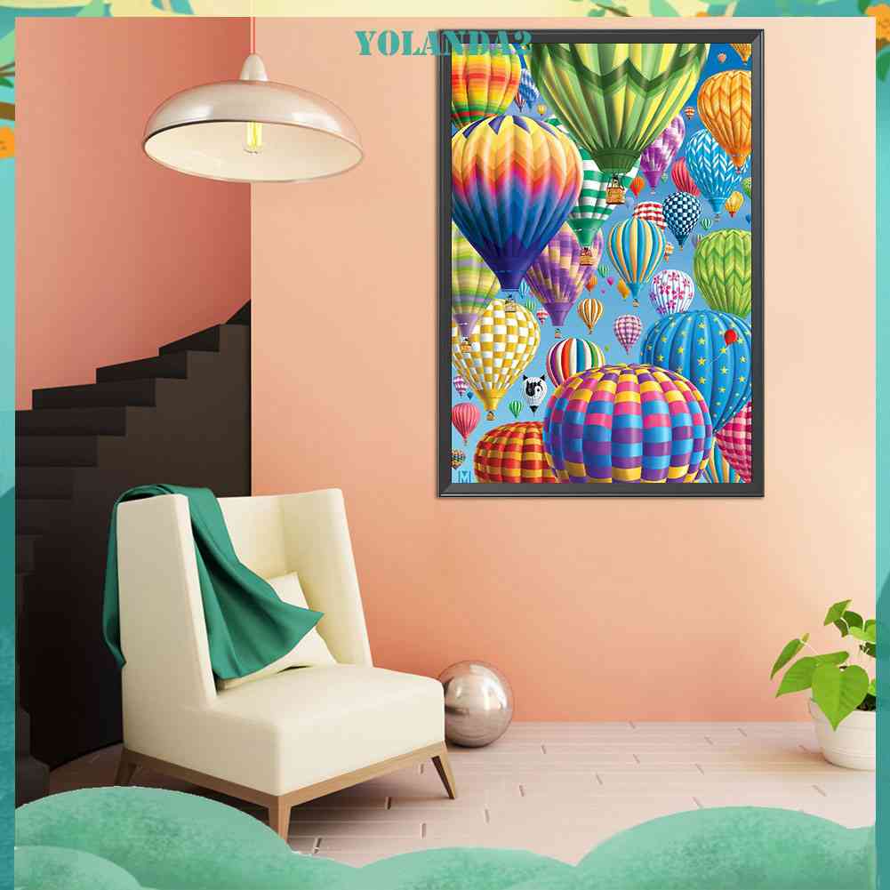 Tranh Đính Đá Kim Cương Toàn Bộ 5D DIY Hình Khinh Khí Cầu