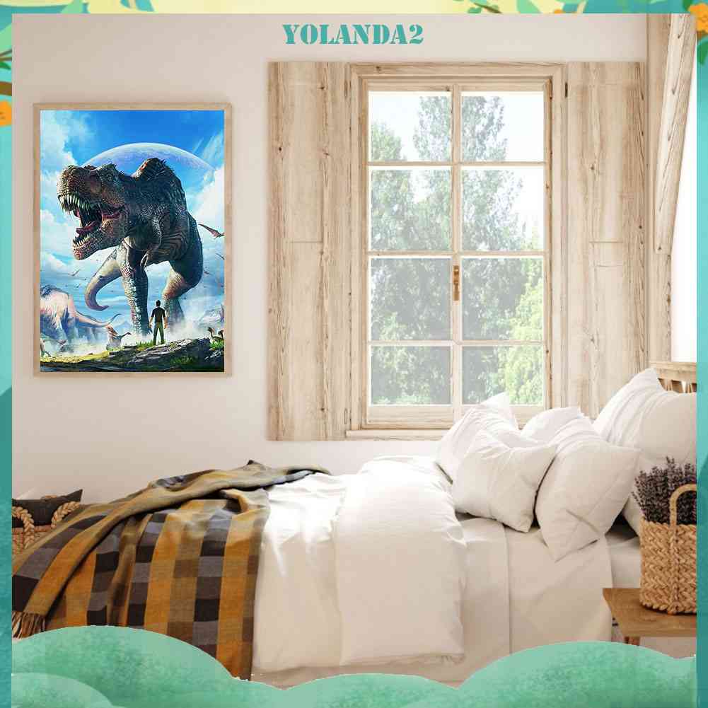 Tranh Đính Đá Kim Cương Toàn Bộ 5D DIY Hình Vẽ Khủng Long Lớn