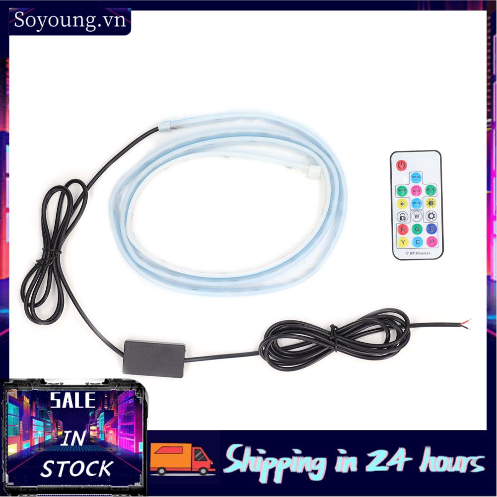Soyoung 59in Car Hood Strip Light 5W 12V RGB  Control Waterproof Exterior Ambient Lighting Universal Fit for