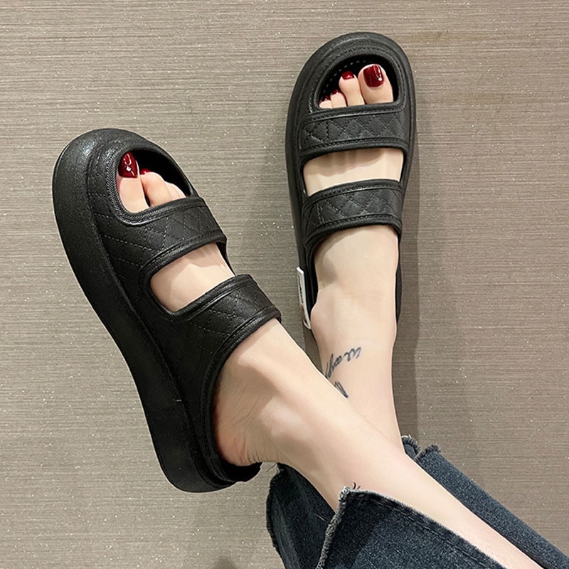 BAILUDAREN.Sandal nữ  đế muffin dày hở ngón thoải mái mùa hè Dép quai ngang nữ độn đế 4P thời trang đi chơi , đi du lịch