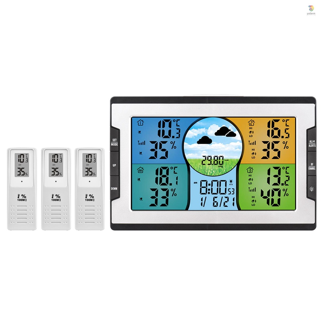 Trạm Thời Tiết Kỹ Thuật Số Với 3 Cảm Biến Điều Khiển Từ Xa 328ft / 100m