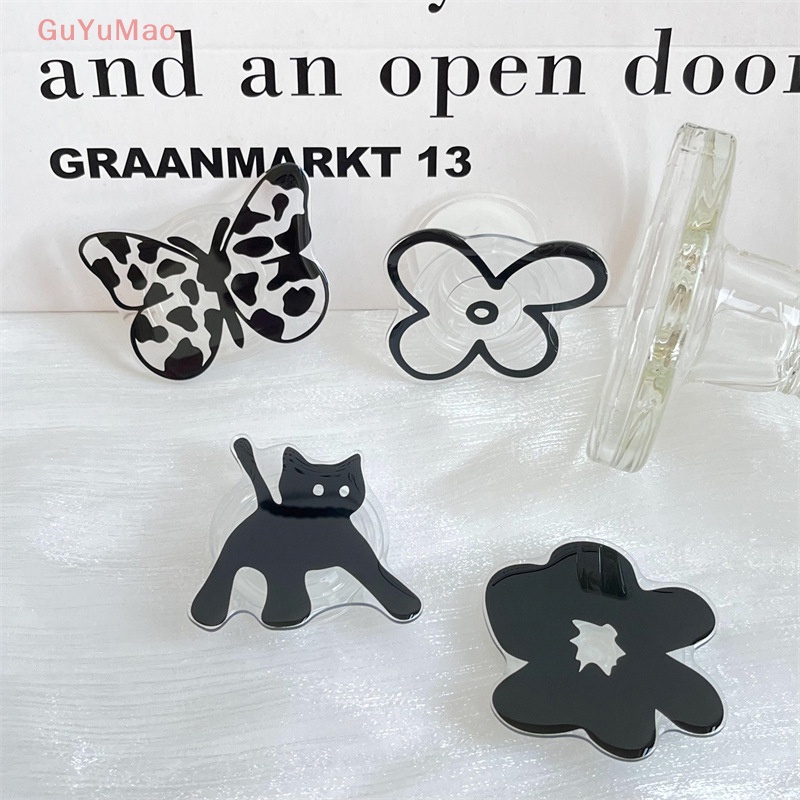 [cxGUYU] Giá Đỡ Điện Thoại Hình Hoa Bướm Màu Đen Dễ Thương Phong Cách Hàn Quốc Cho iPhone Samsung