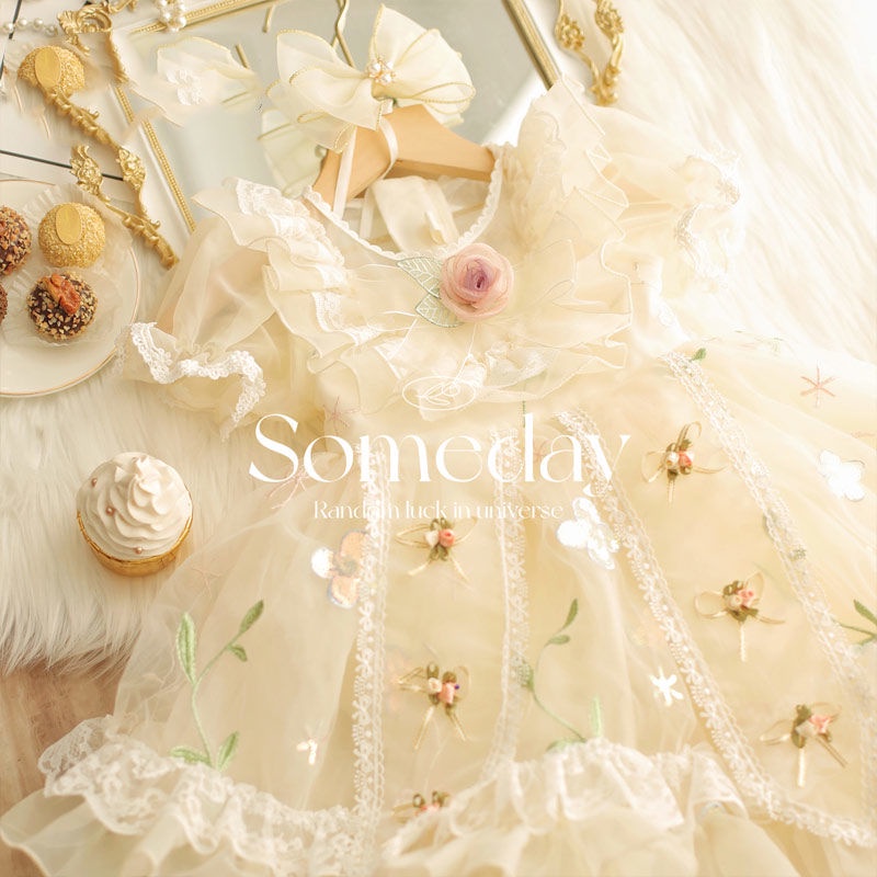 Đầm Công Chúa Lolita Tay Ngắn Thời Trang Mùa Hè 2023 Cho Bé Gái