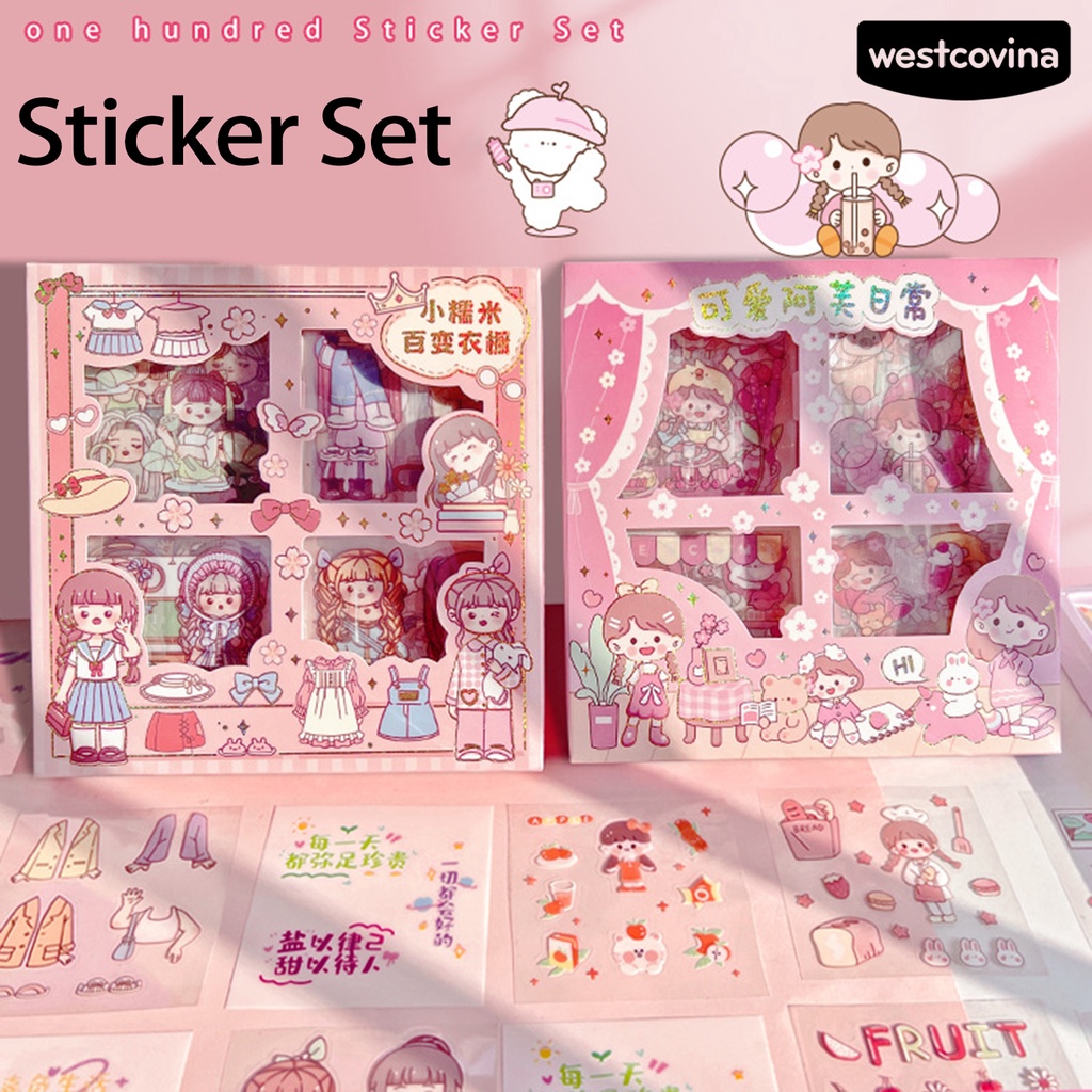 [COD]♪Hộp 100 Miếng Dán Trang Trí Sổ Tay Bằng PVC Chống Thấm Nước Có Thể Tháo Rời