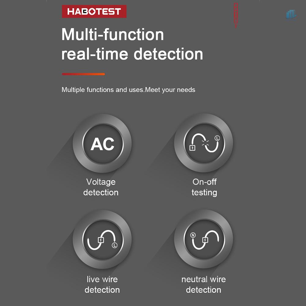Thiết Bị Kiểm Tra Điện Áp Không Tiếp Xúc HABOTEST HT89 AC 12~300V (s2mwvn) Với Màn Hình LCD Hiển Thị Đèn Pin Và Chuông Báo Âm Thanh