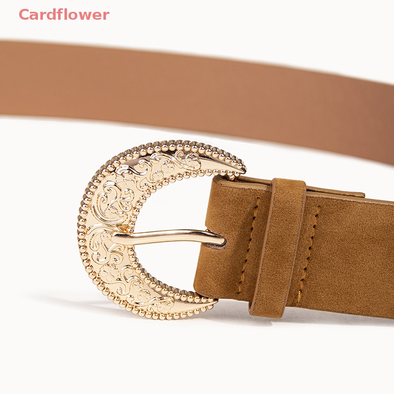 < Cardflower > Thắt Lưng Vải Nhung Da Bò Chạm Khắc Hoa Văn Kiểu Pháp Cổ Điển Thời Trang Thu Đông Cho Nữ