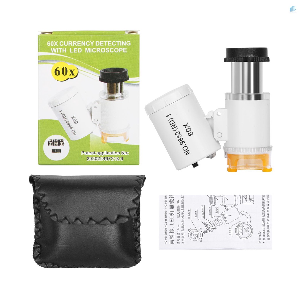 Kính Lúp 60X Kèm 2 Đèn LED Và 1 Đèn UV Có Thể Điều Chỉnh Độ Dài Cho Thợ Làm Trang Sức / Thợ Làm Đồng Hồ