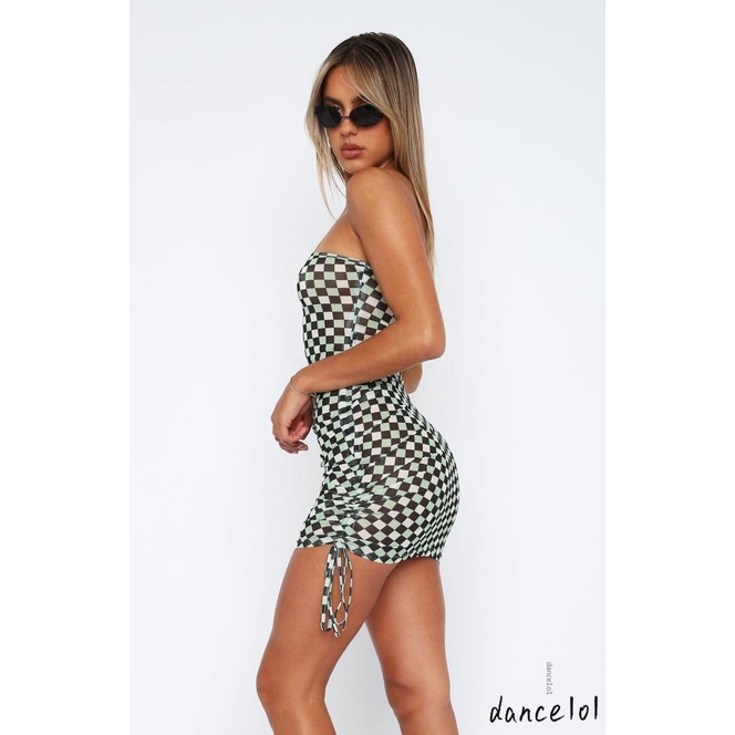 Đầm Body Lệch Vai Hoạ Tiết Lính / Kẻ Sọc 1O1