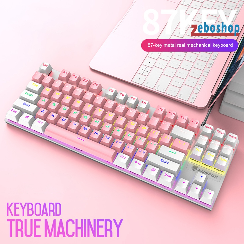 Bàn Phím Cơ K80 87 Phím Có Đèn Nền Chống Trượt Nhiều Màu Sắc Dành Cho Game Thủ