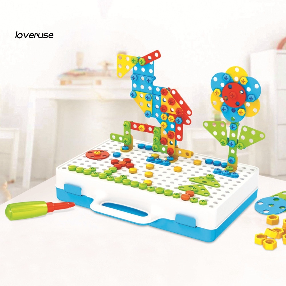 Đồ Chơi Lắp Ráp Hình Khối DIY Kèm Tua Vít Điện Cho Bé