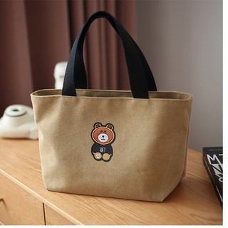 Túi Vải Canvas Đựng Cơm Trưa Thiết Kế Nhỏ Gọn Phong Cách Mới Đơn Giản Xinh Xắn Cho Nữ