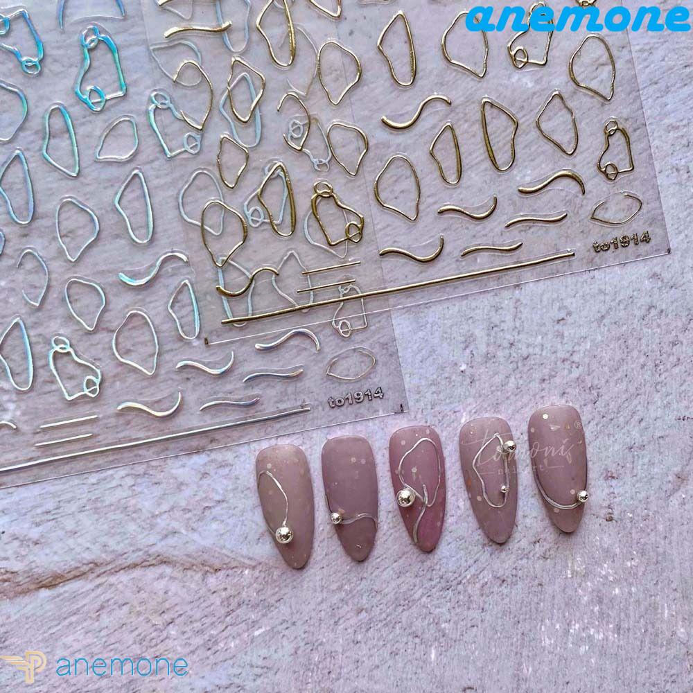 Miếng Dán Trang Trí Móng Tay Tự Dính Họa Tiết Trái Tim Màu Đồng Dành Cho Nữ|Đèn Laser Chiếu Sáng|Sticker Laser Dán Móng Nghệ Thuật