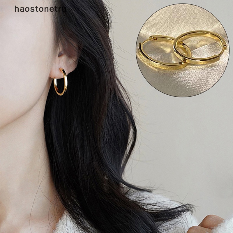 1 Đôi Bông Tai Hình Tròn Lớn Đính Đá Sáng Bóng Đơn Giản Thời Trang Dành Cho Nữ