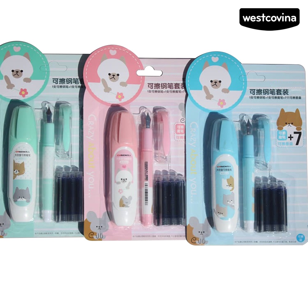 [COD]♪Bút Máy Ngòi Lớn Kèm 7 Lõi Mực Thay Thế