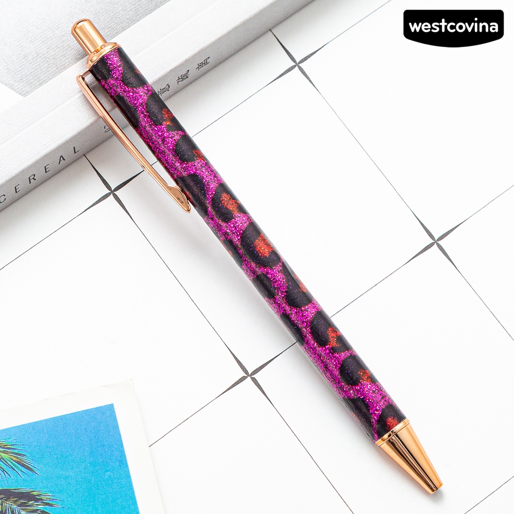 [COD]♪Bút Bi Ngòi 1.0mm In Họa Tiết Da Báo Bằng Kim Loại Cho Học Sinh / Văn Phòng