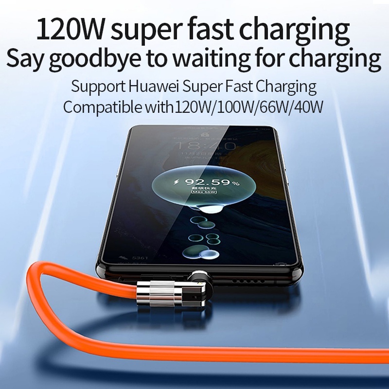 Phụ Kiện Chuyên Dụng Dành Cho 120W 6A 540 120W° Dây Cáp Sạc Nhanh Usb Type-c Bằng Silicone Có Nam Châm Chất Lượng Cao