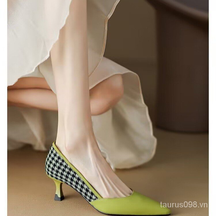 Giày Cao Gót Da Mũi Nhọn Phong Cách Hàn Quốc Thời Trang Mùa Xuân 2023