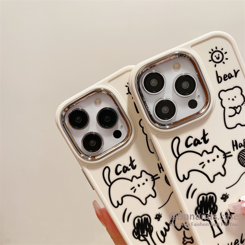 Ốp Điện Thoại Kim Loại In Hình Mèo Cho iPhone 14 Plus 14 13 12 11 Pro Max X XS