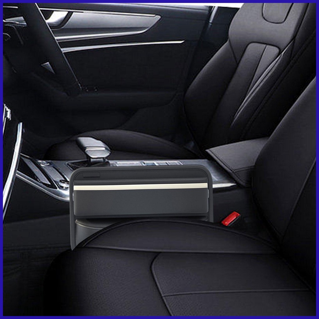 Hộp Da PU Đựng Vật Dụng Sắp Xếp Gọn Gàng Chống Rơi Có Lỗ Sạc Cho Xe Hơi