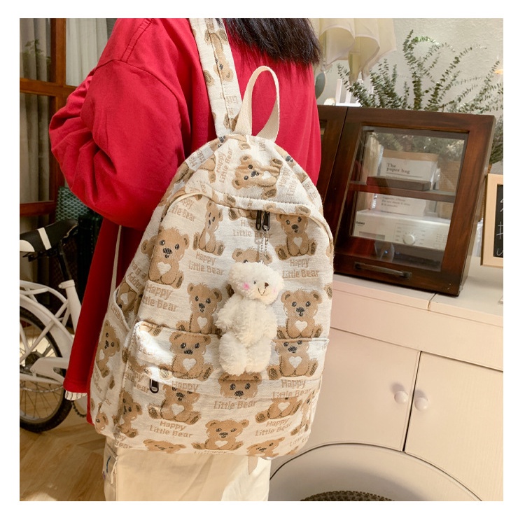 MISCHA Ba Lô Vải canvas In Họa Tiết Hoạt Hình Dễ Thương Không Kèm Móc Treo Dành Cho Nữ Sinh