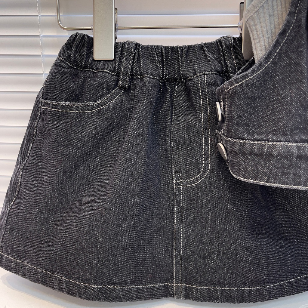 Bộ Đồ Hai Mảnh Áo Thun Tay Ngắn Phong Cách Hàn Quốc Dễ Thương Thời Trang Mùa Hè Cho Bé Gái