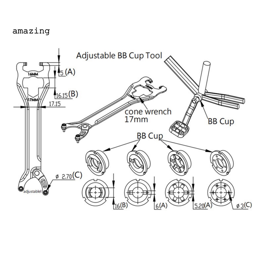Cờ Lê Tháo Trục Khuỷu Xe Đạp Màu Sắc Bạc Tiện Dụng