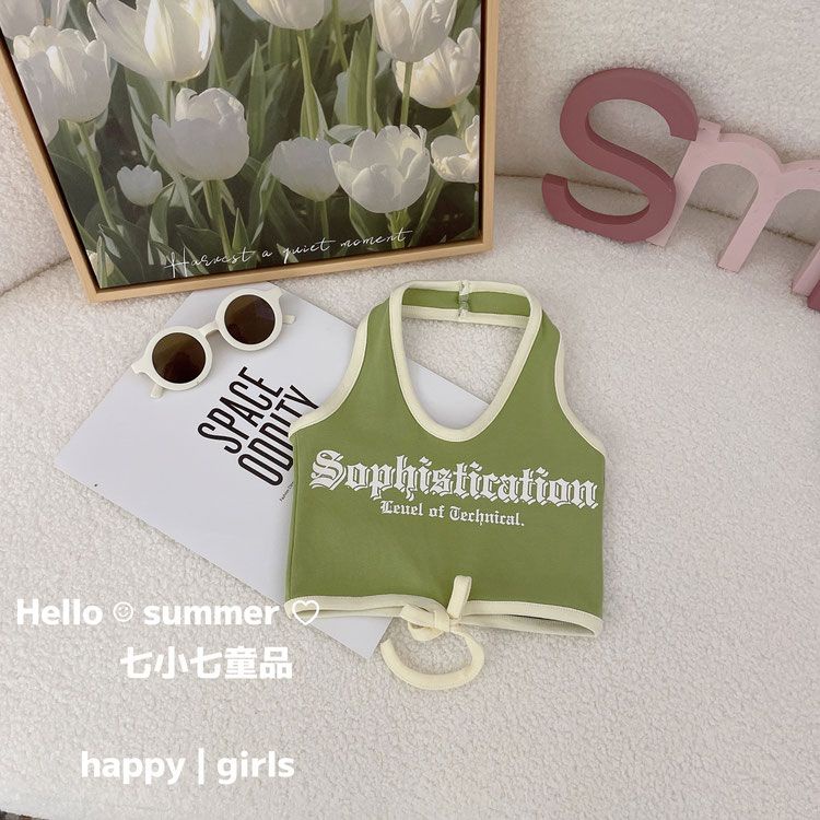 Áo Hai Dây Mùa Hè 2023 In Họa Tiết Phong Cách Hàn Quốc Cho Bé Gái