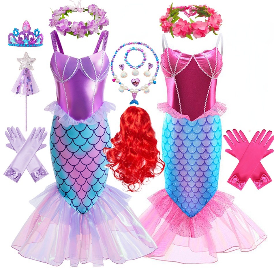 Đầm Đuôi Cá Hóa Trang Công Chúa Nàng Tiên Cá Cho Bé Gái LXAA K63 2-8 Tuổi