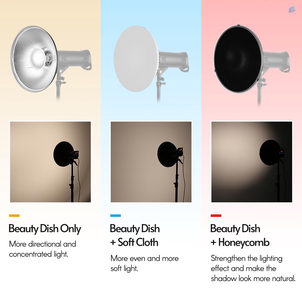 ANDOER Đèn Flash Ánh Sáng Trắng Tiêu Chuẩn 41cm / 16in Với Lưới Phản Quang Gắn Nơ Cho Chân Dung Nhiếp Ảnh