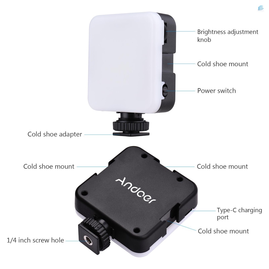 ANDOER Bộ 42 Đèn LED 6000K Siêu Sáng 42 Bóng Không Làm Mờ Vết Chân Có Thể Điều Chỉnh Độ Sáng Cho Máy Ảnh DSLR